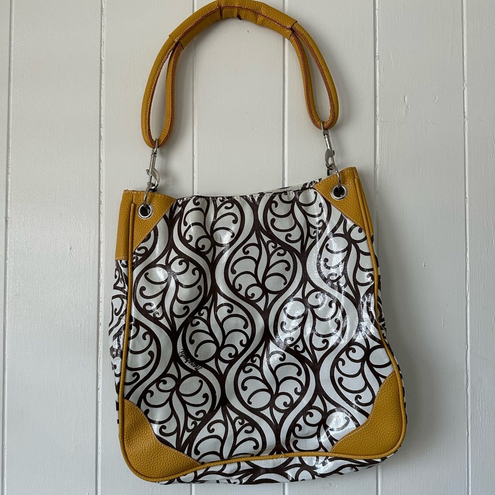 Vintage Manuheali’i Tote Bag with Zipper Pouch Brown White Yellow